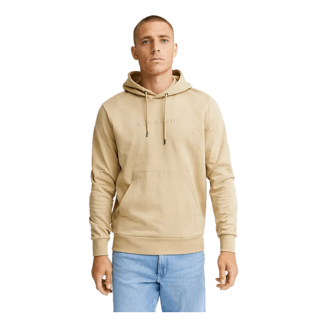 Calvin Klein Modern Front Logo Hoodie Pf2 - Travertine