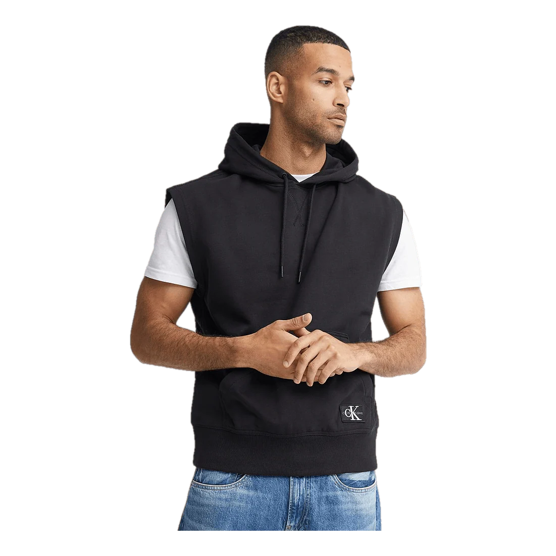 Calvin Klein Monogram Badge Sleeveless Hood Beh