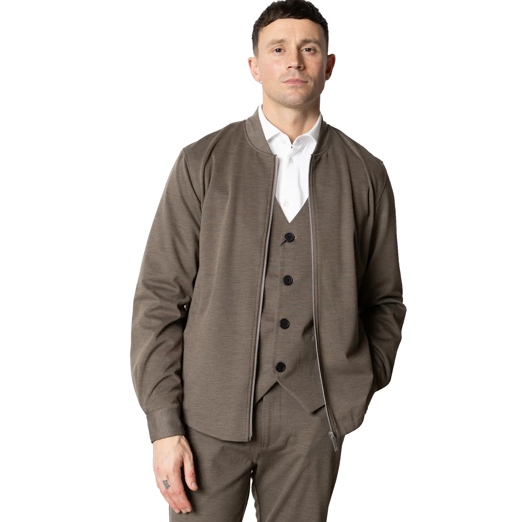 Brendon Jersey Jacket Dark Khaki