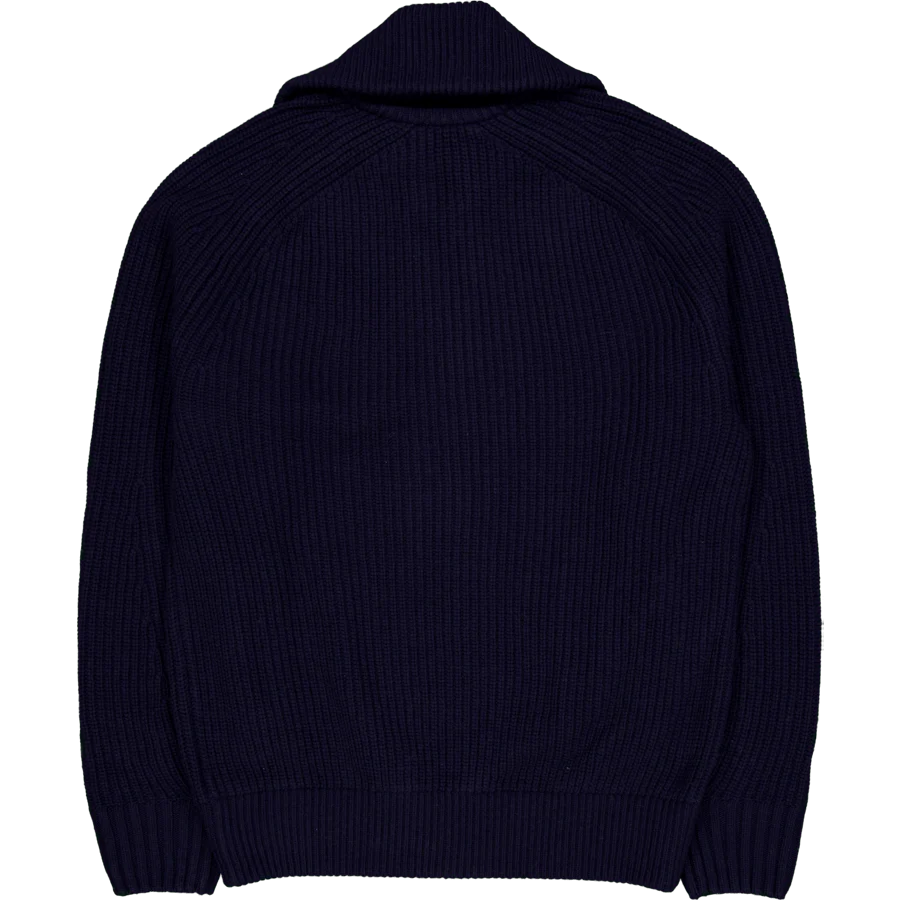 Carded Wool High Neck Zipped S Navy Blue - Image 2