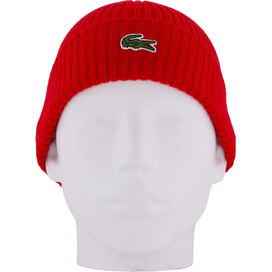 Rib Knit Brushed Wool Beanie Red - Image 5