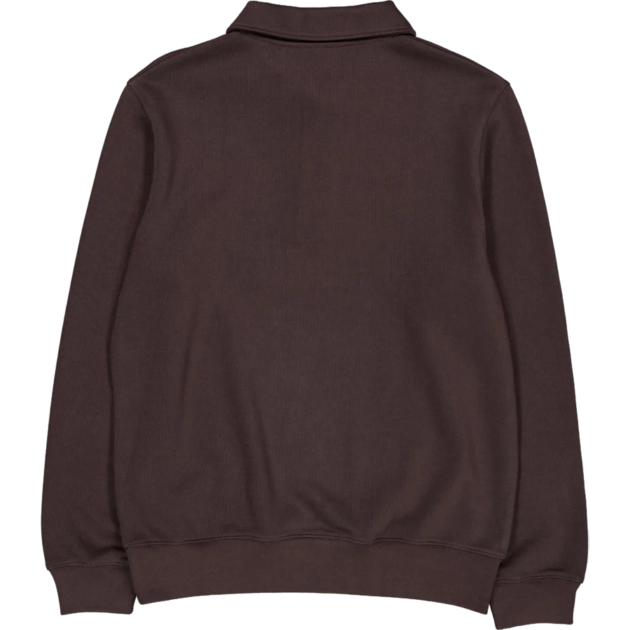 Ribbed Cotton Polo Collar Swea Brown Skb - Image 2