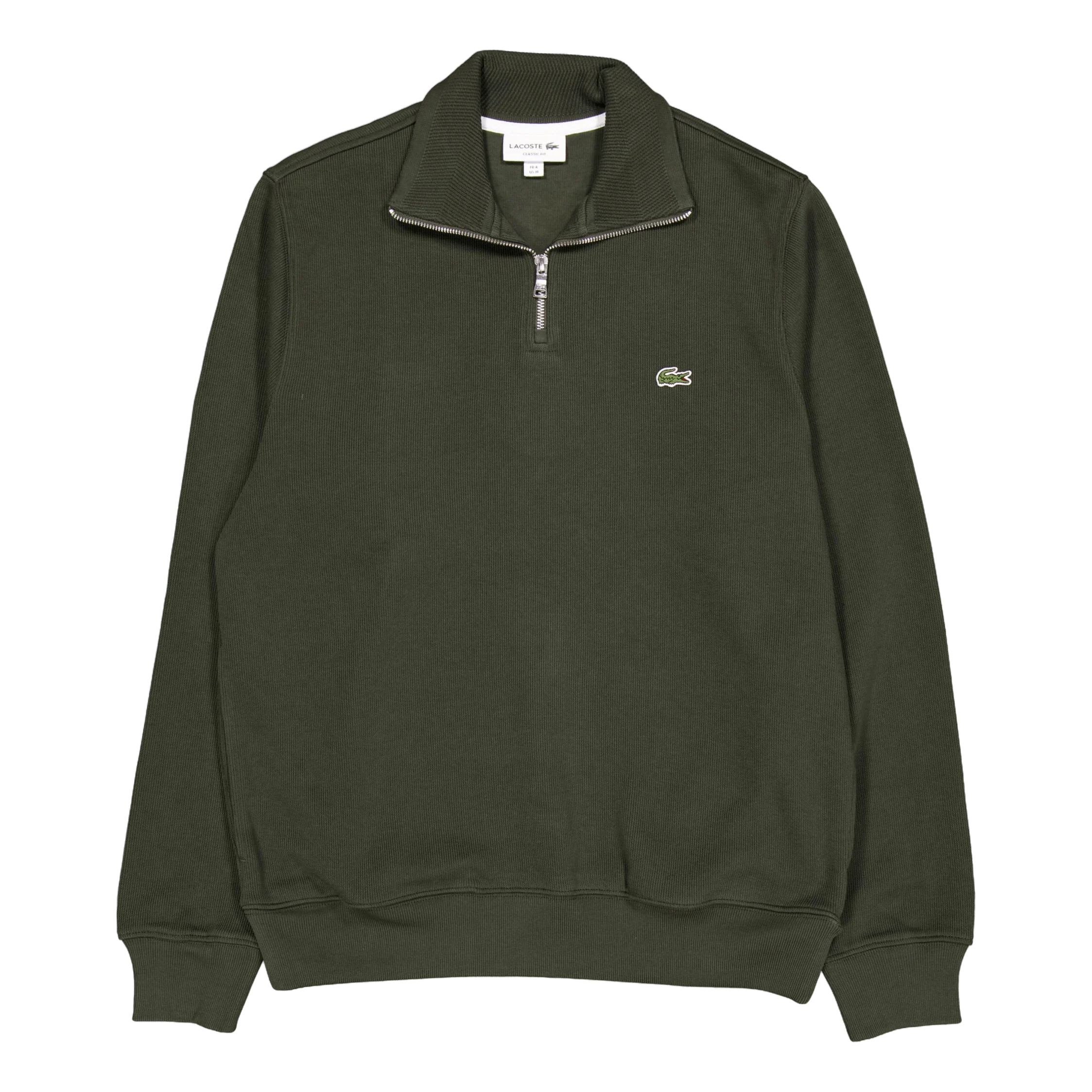 Zip-up High Neck Interlock Swe L7a Dark Khaki Green