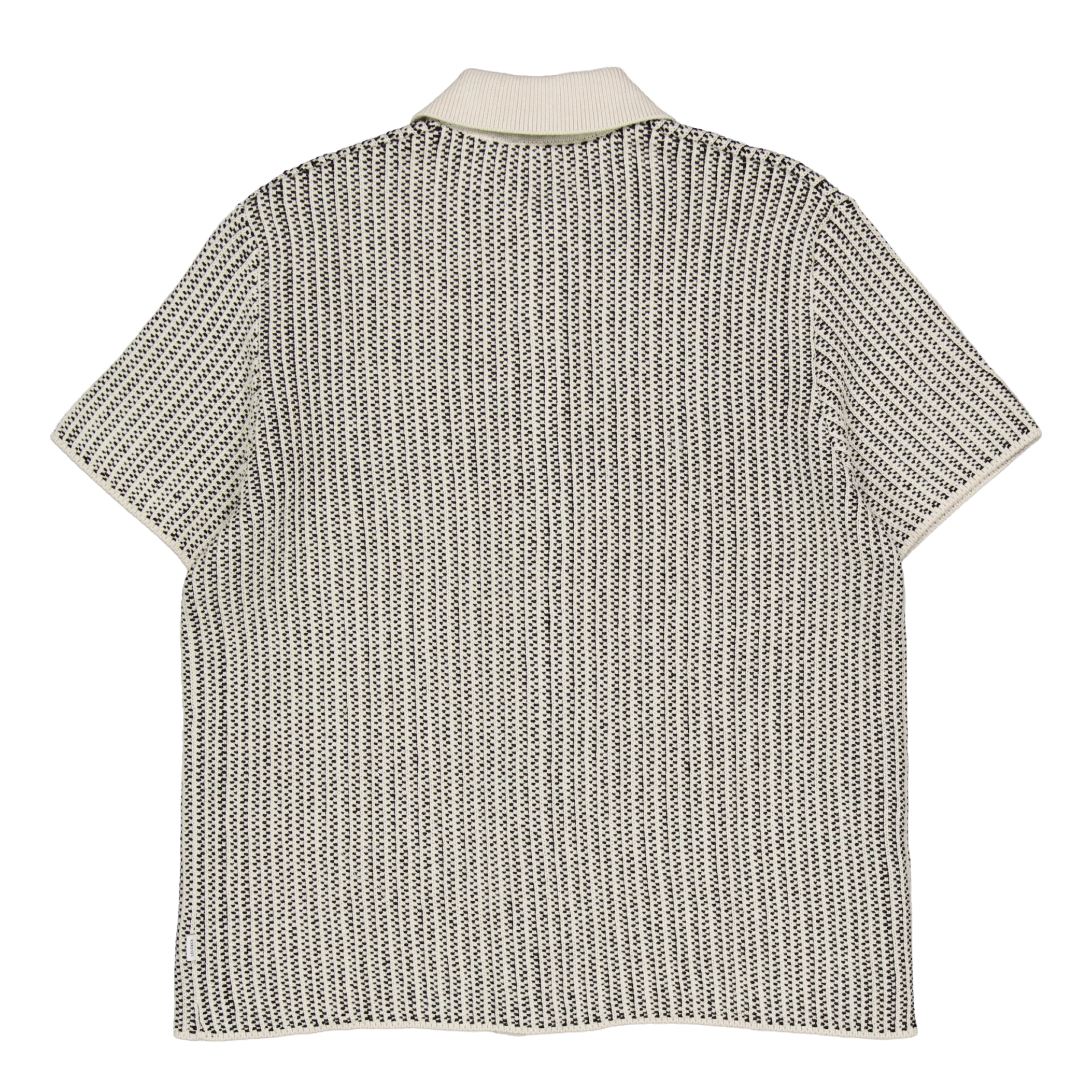 Easton Knitted Ss Shirt Ivory/black - Image 3