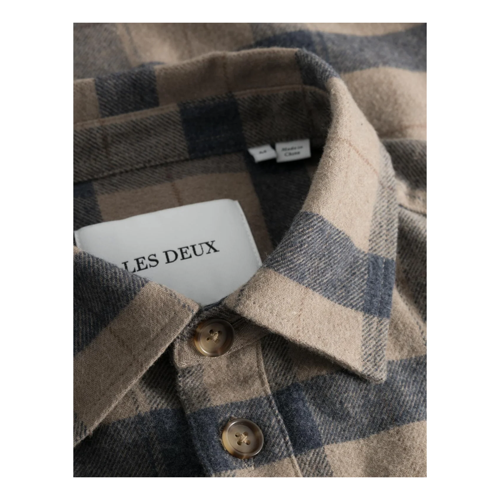 Lennon Flannel Check Shirt Desert Taupe/dark Navy - Image 2