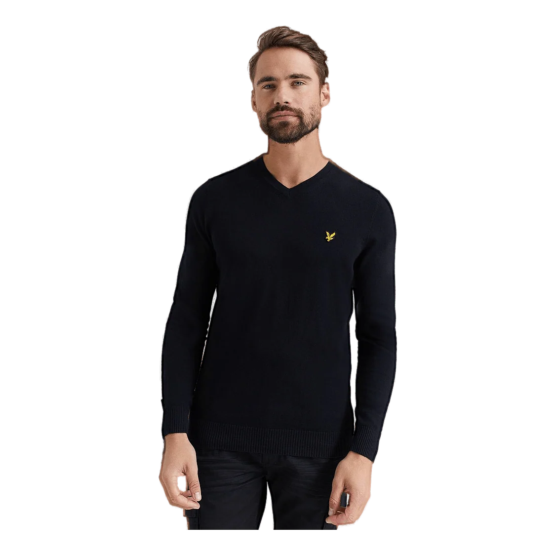 Lyle & Scott Cotton Merino V Neck Jumper Jet - Image 4