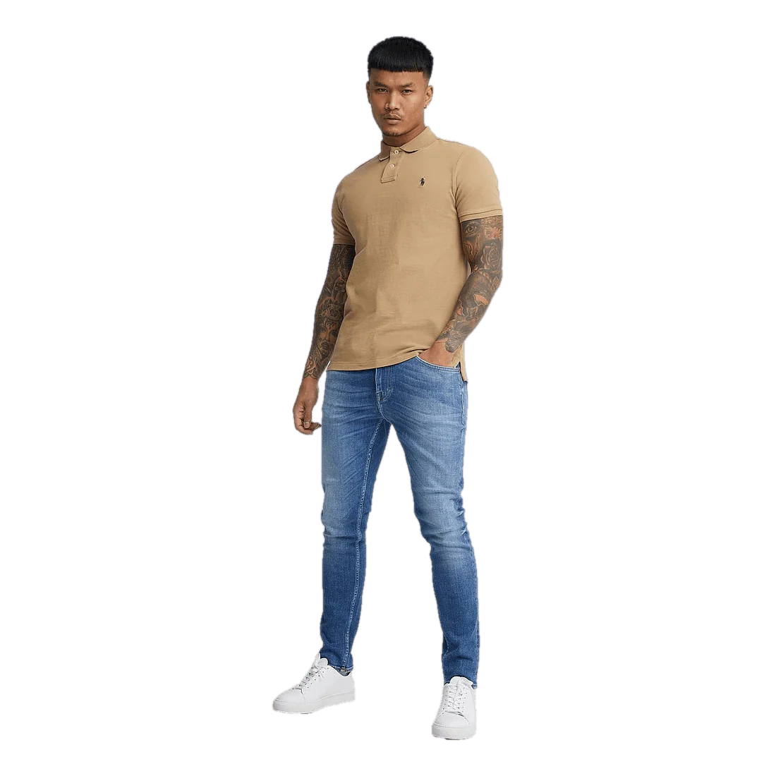 Polo Ralph Lauren Custom Slim Fit Mesh Polo 150 Boating Khaki C5956 - Image 3