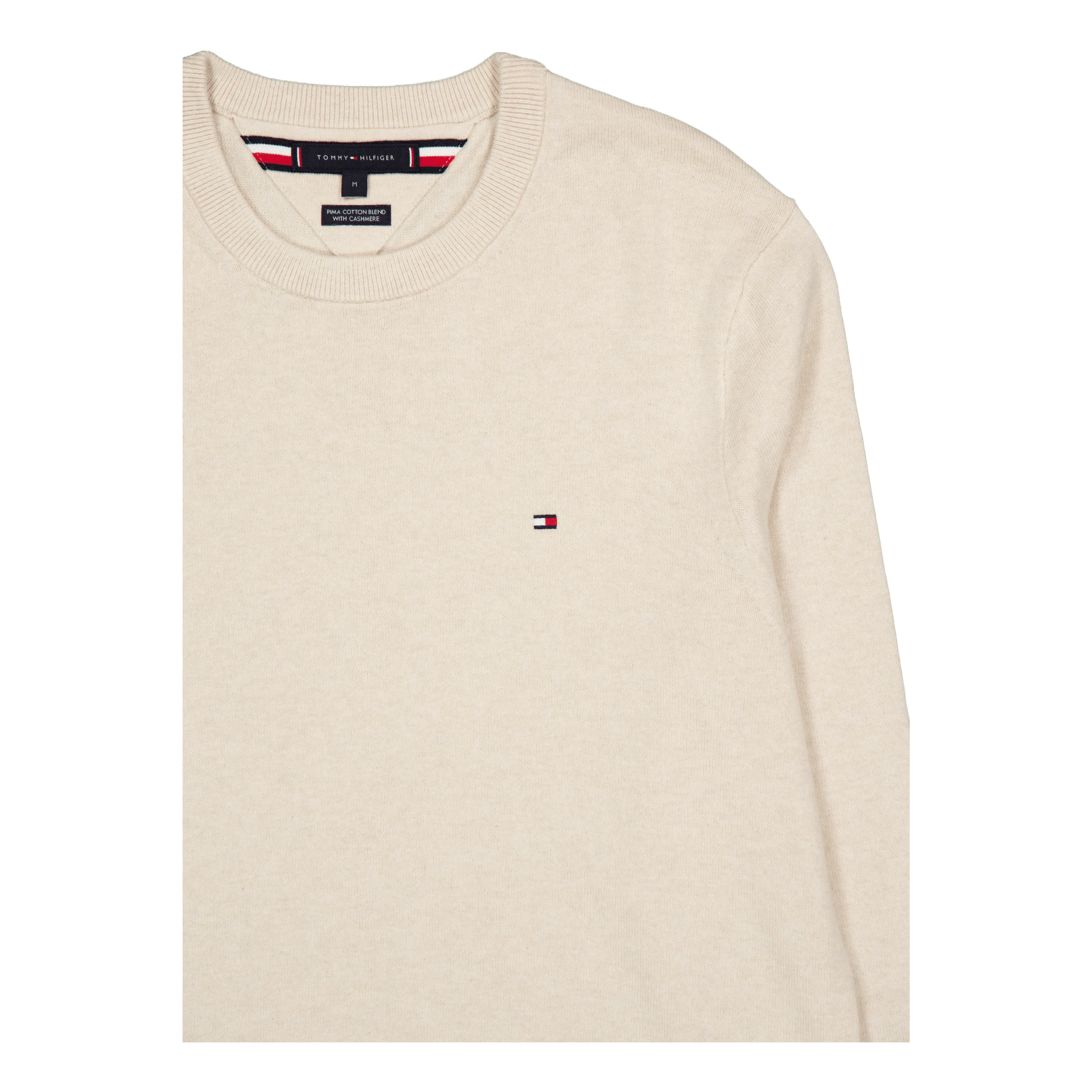 Pima Org Ctn Cashmere Crew Nec Heathered Oatmilk - Image 3