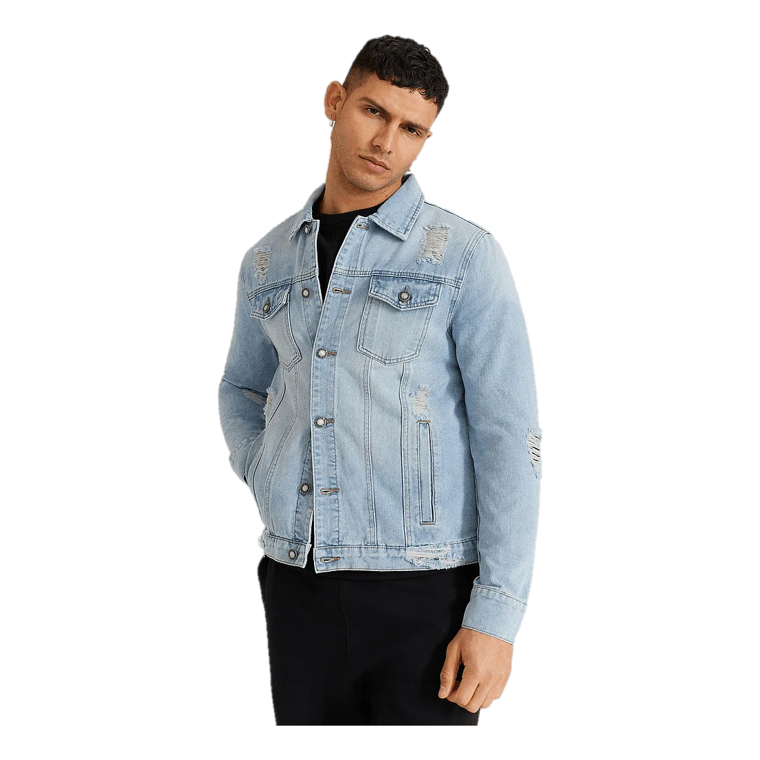 Destroyed Denim Jacket Washed - Image 2