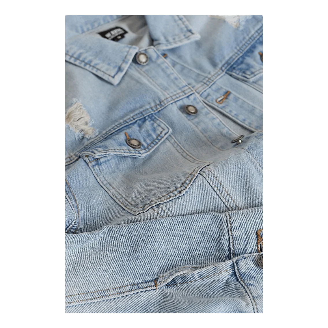 Destroyed Denim Jacket Washed - Image 3