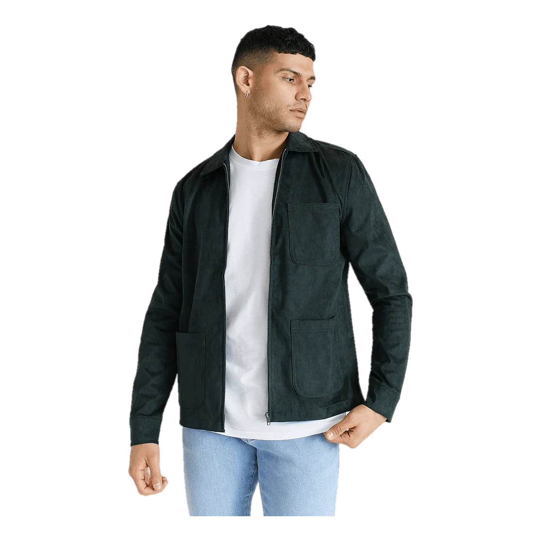 Fake Suede Zip Overshirt Bottle - Image 6